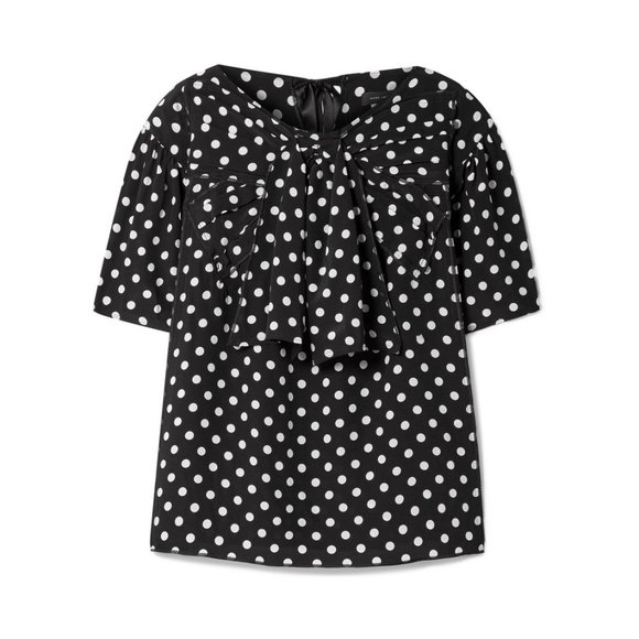 Marc Jacobs Silk Polka Dot Bow Blouse Preppy Designer Classic Business Retro 4 - Picture 1 of 12